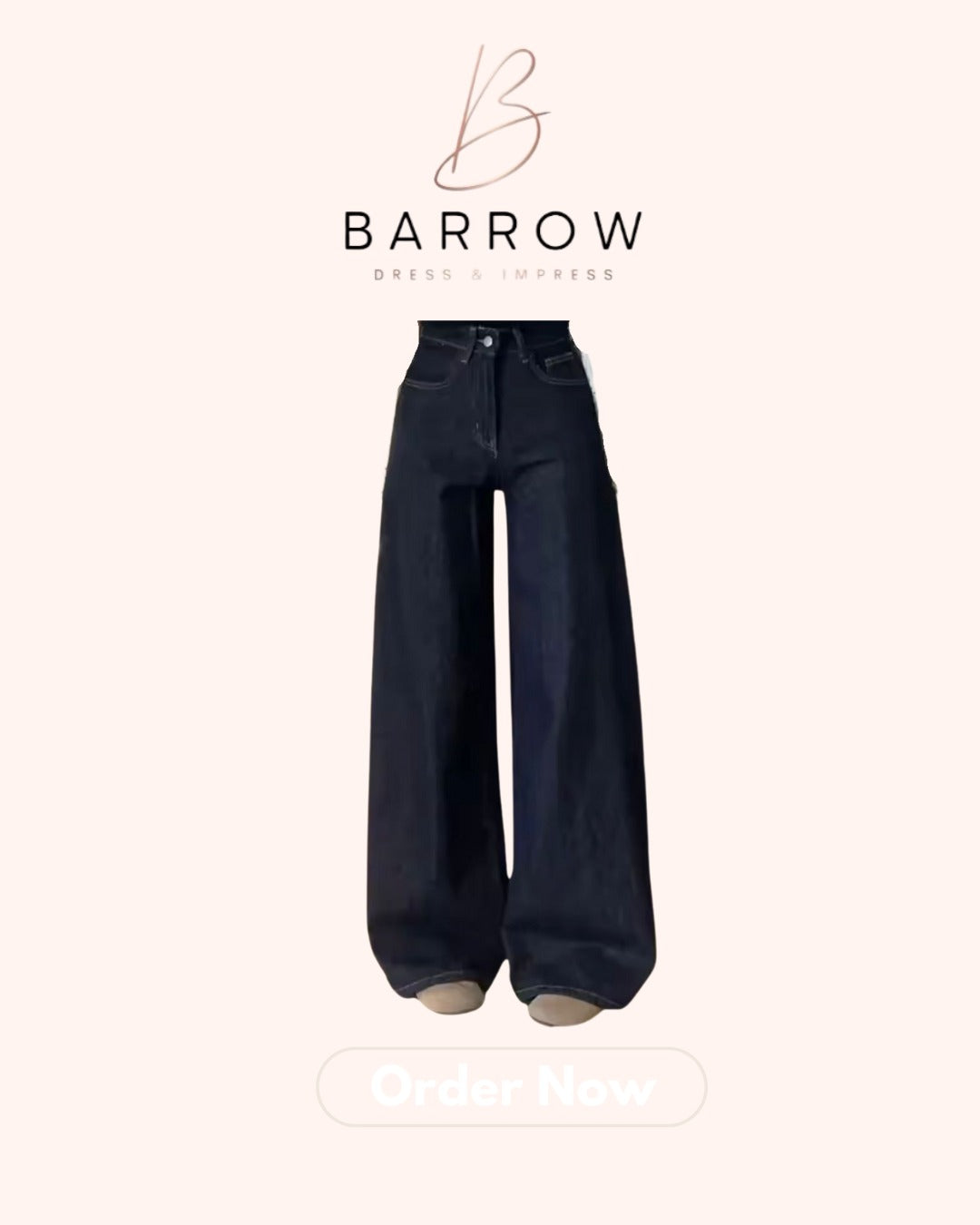 Dark Blue Wide-Leg Jeans