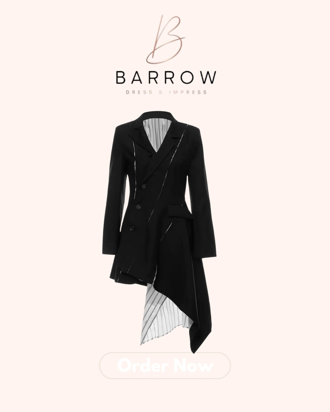 Black Wrap Blazer with Stripes