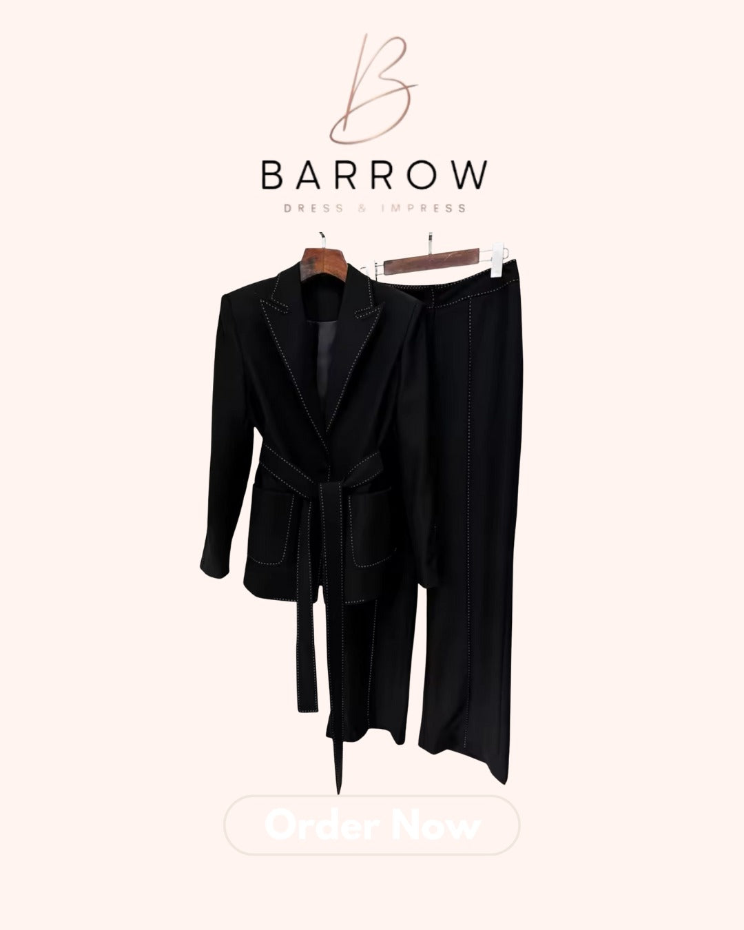 Black Suit with White Embroidery